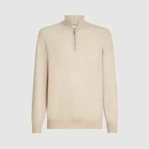 Brunello Cucinelli Cashmere sweater with half zip (Beige)
